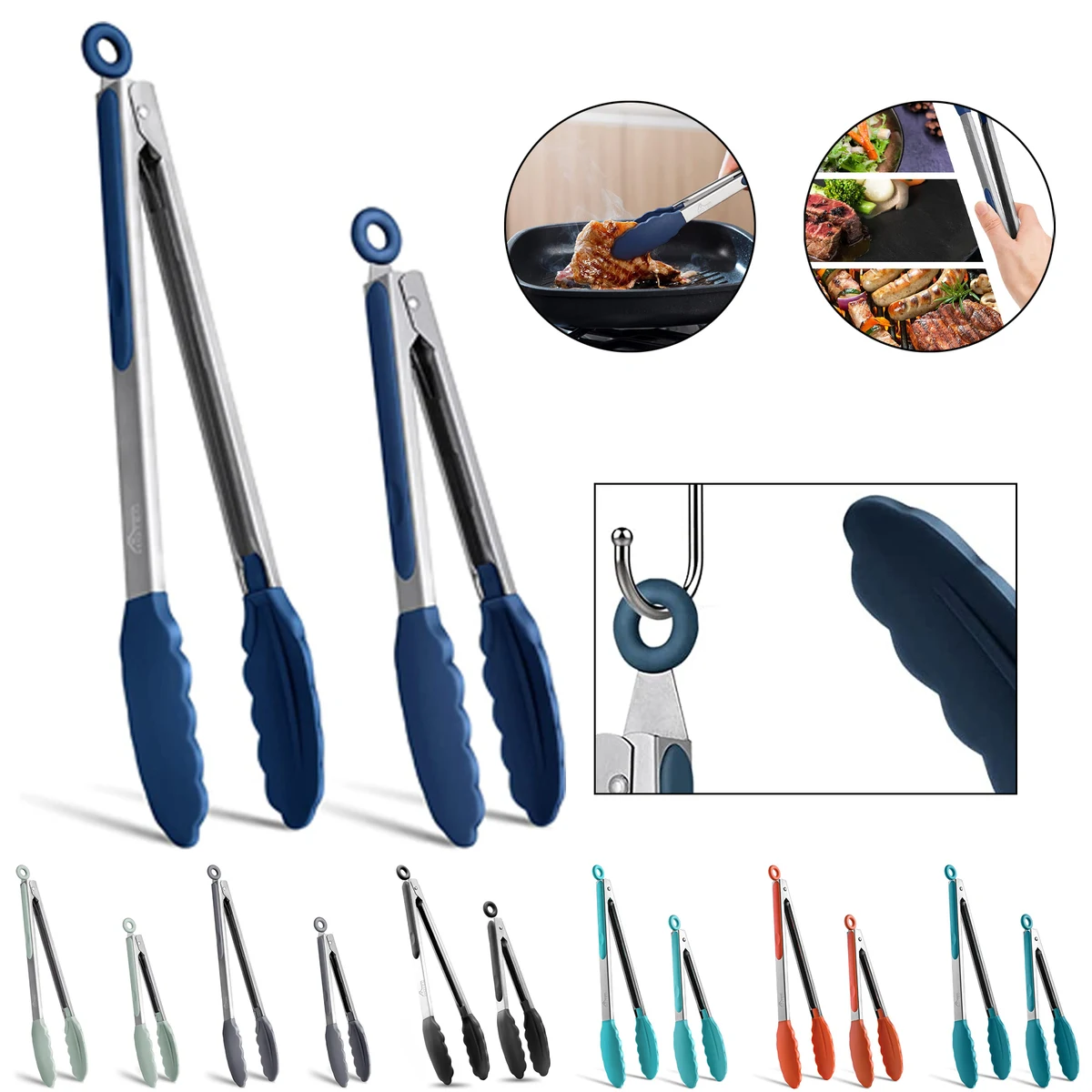 Stainless Silicon Kitchen Tongs 1