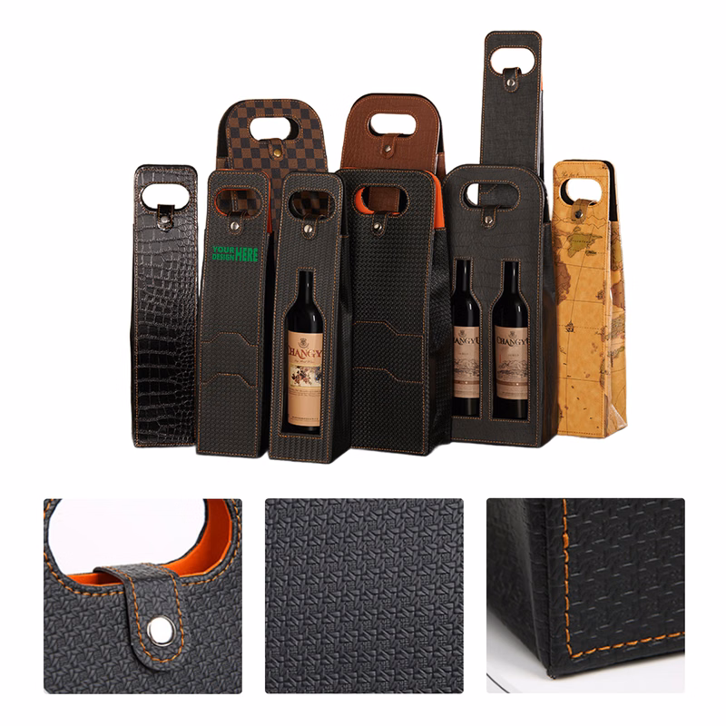 MOQ50 Luxury Wine Gift Bag with Window Design for Two Bottles