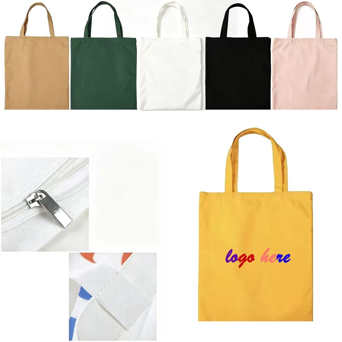 Poly Cotton Blend Tote Bag With Multi Color Custom Logo, custom tote bag with logo imprint 1