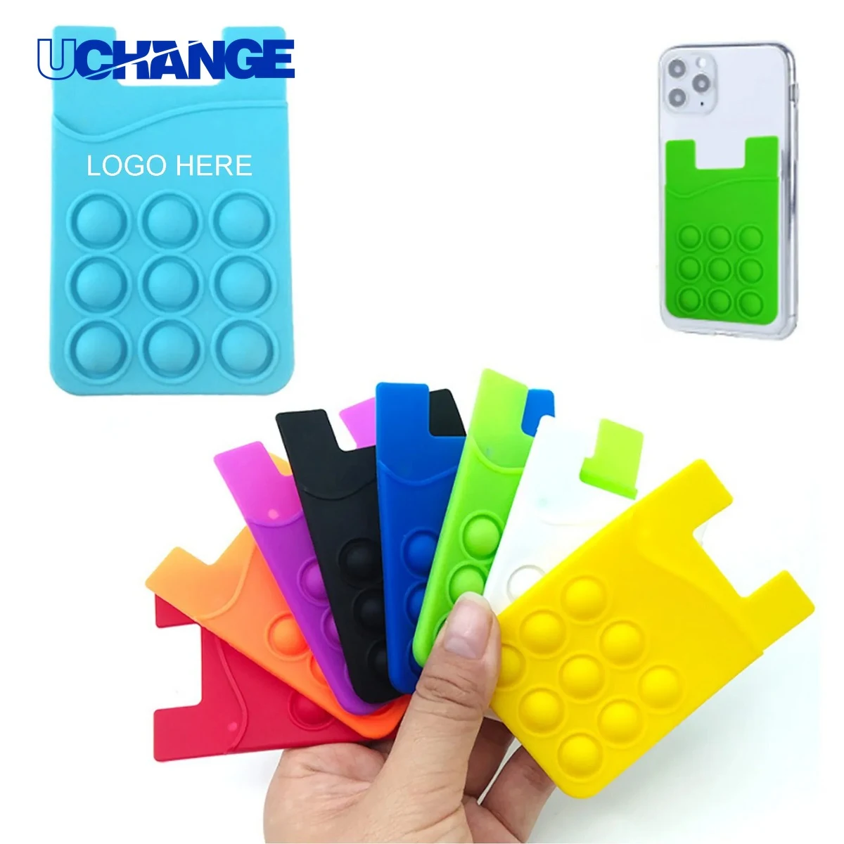 Silicone Push Bubble Phone Wallet Card Holder with Grip 1
