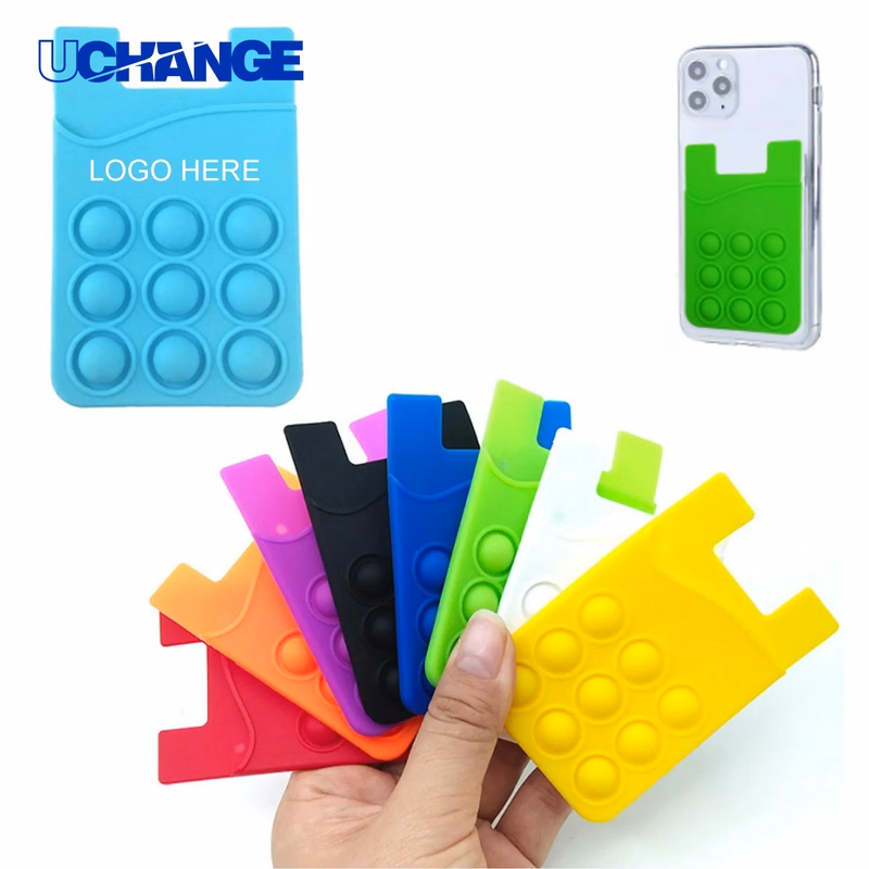 Silicone Push Bubble Phone Wallet Card Holder with Grip