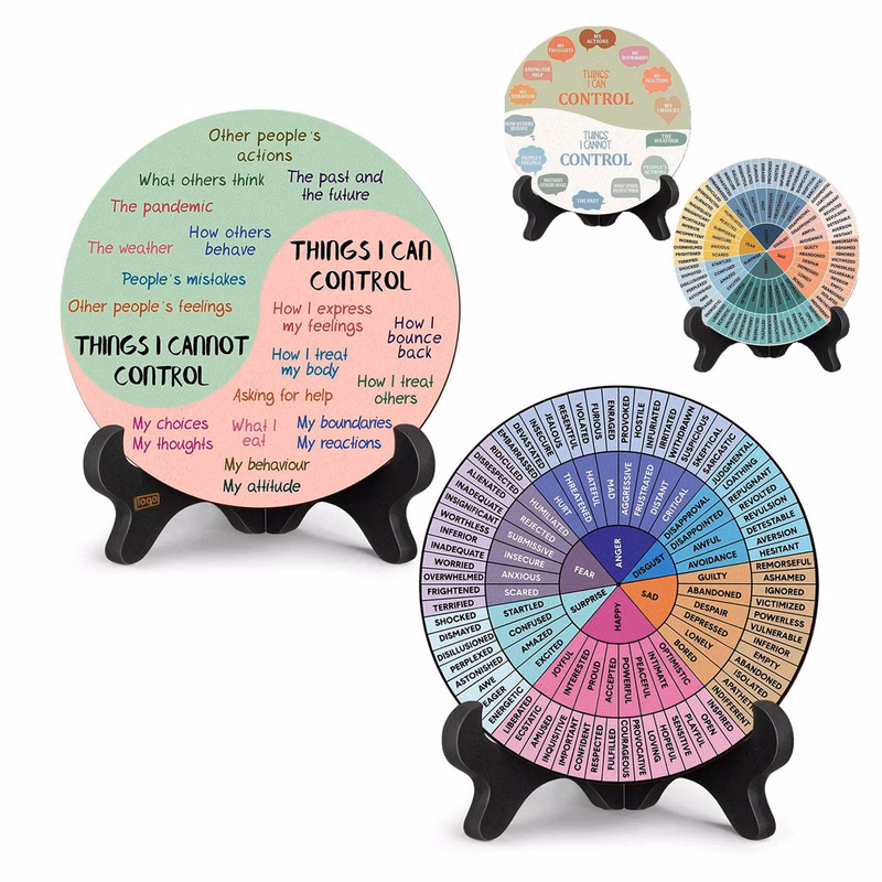 Wooden Emotion Wheel Desk Display Chart