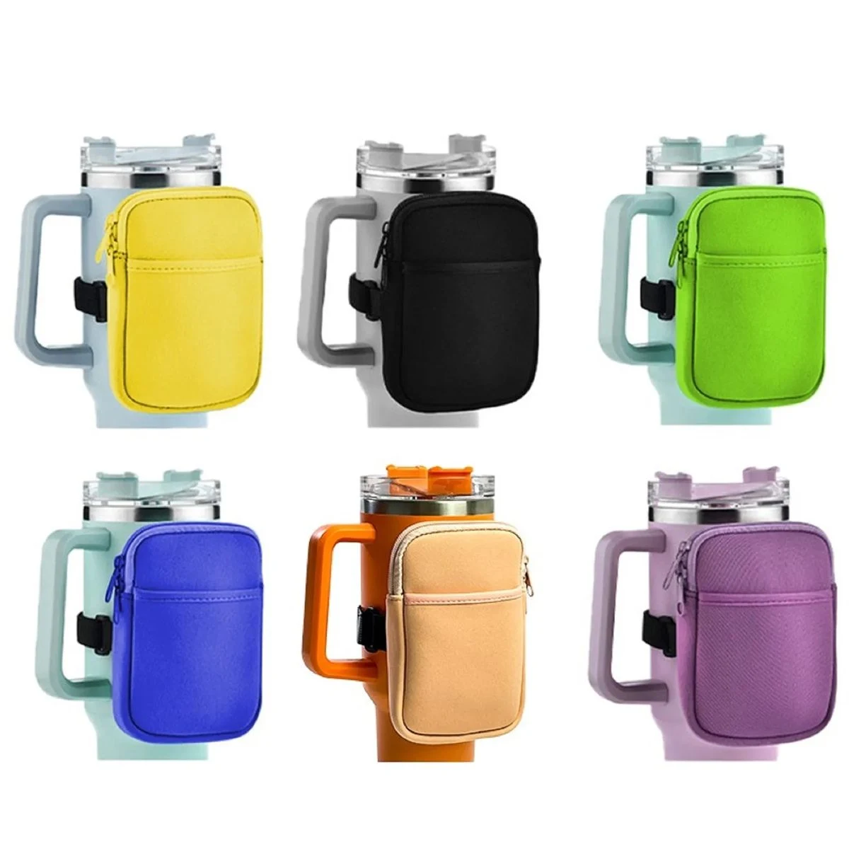 Neoprene 40 Oz Tumbler Arm Bag with Dual Pouch – Phone Holder Accessory for Handle Tumblers 1