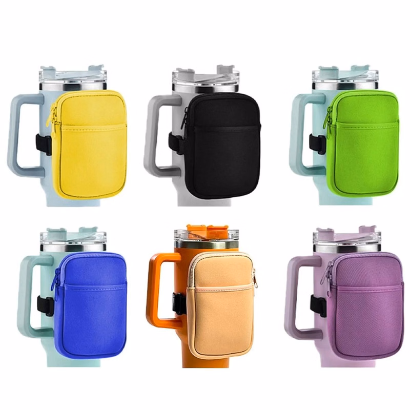 Neoprene 40 Oz Tumbler Arm Bag with Dual Pouch – Phone Holder Accessory for Handle Tumblers