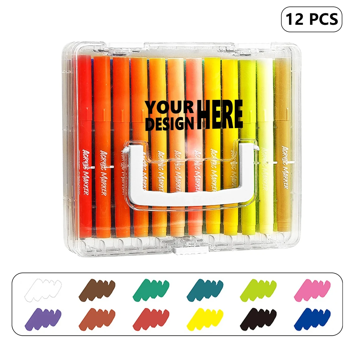 12 Color Washable Acrylic Markers Set Free Shipping 1