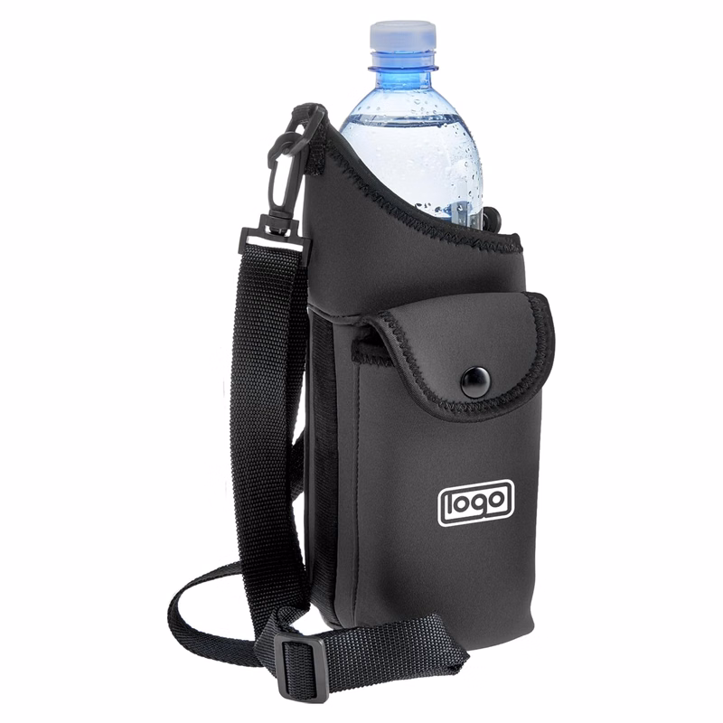 Insulated Neoprene Water Bottle Crossbody Bag w/Phone Pocket