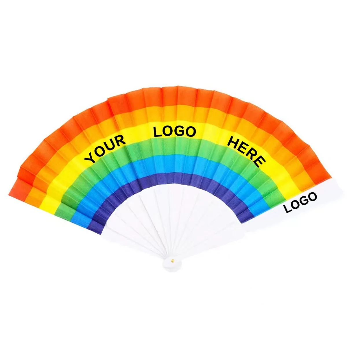 Rainbow Folding Fabric Hand Fan 1