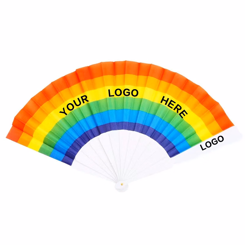 Rainbow Folding Fabric Hand Fan