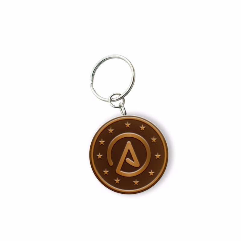 Customized Solid Iron Keychain with Antique Brass Plating