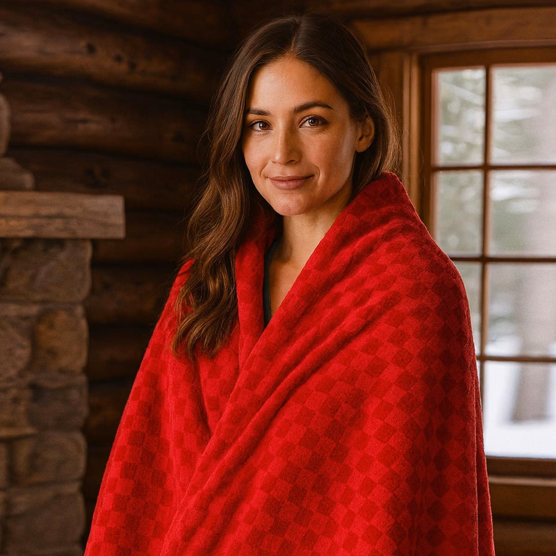 Cabin Checkered Fleece Throw Blanket