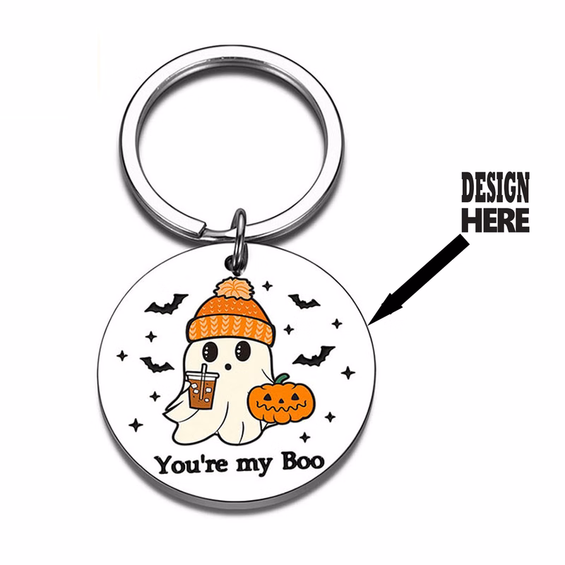 Spooky Pumpkin Head Metal Key Holder Halloween Charm