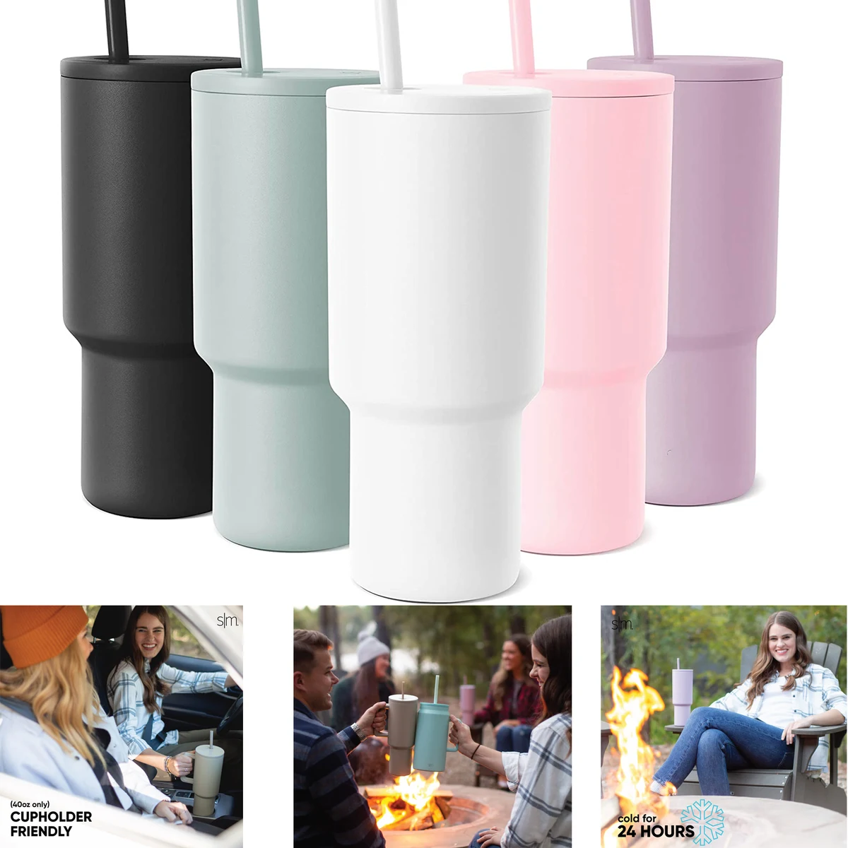40 oz Stainless Steel Tumbler with Lid and Straw 1