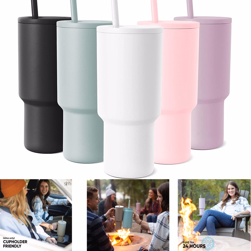 40 oz Stainless Steel Tumbler with Lid and Straw