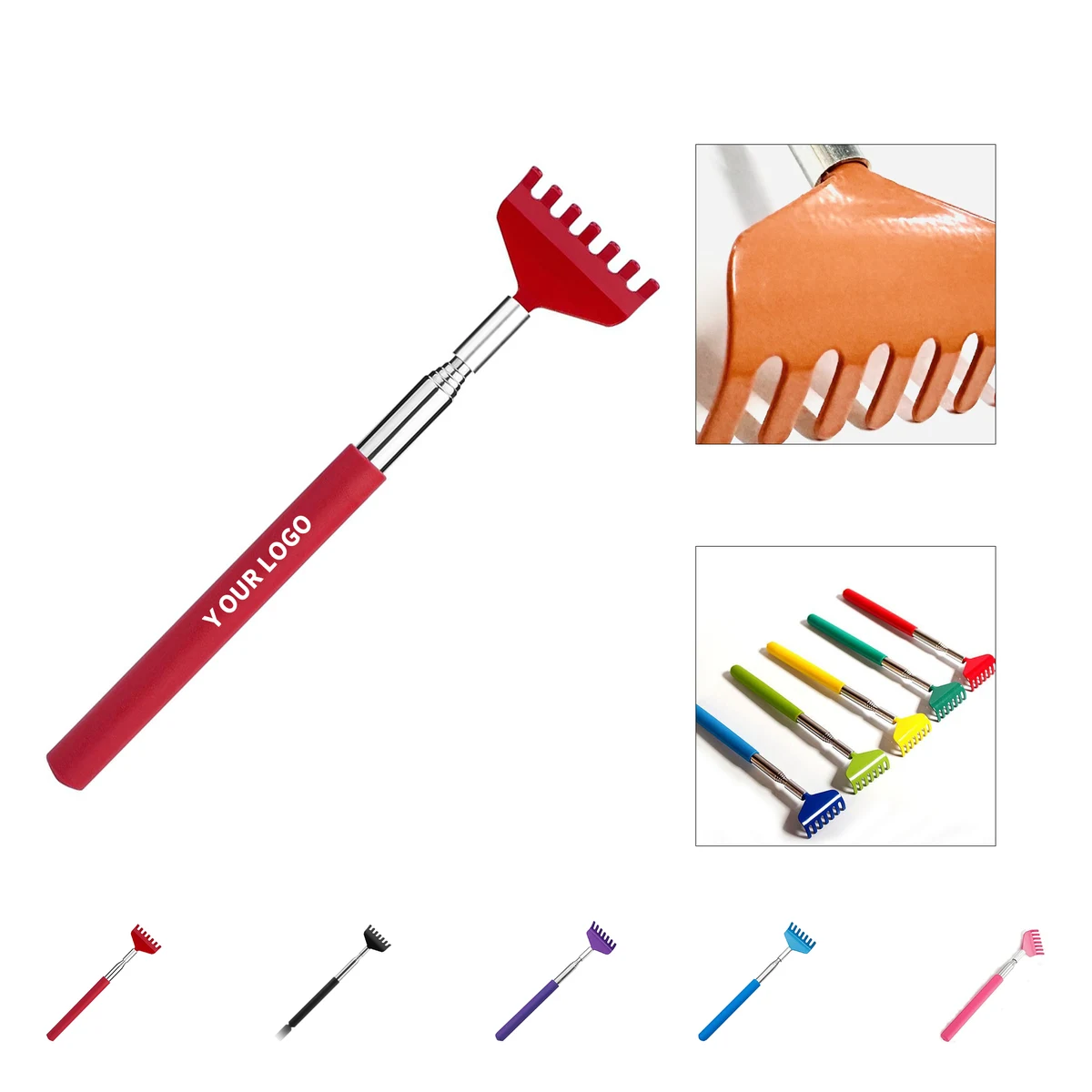 Telescopic Metal Back Scratcher With Rubber Grip 8" 1