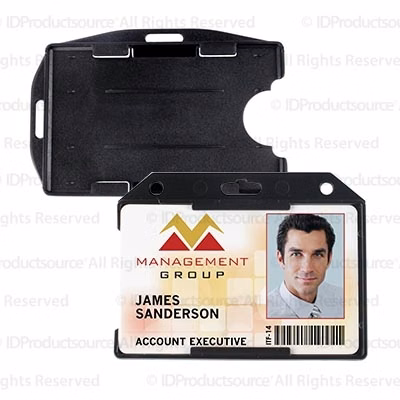 2.50" W x 3.63" H - Multi-Directional Rigid Two-Card Holder (Blank)
