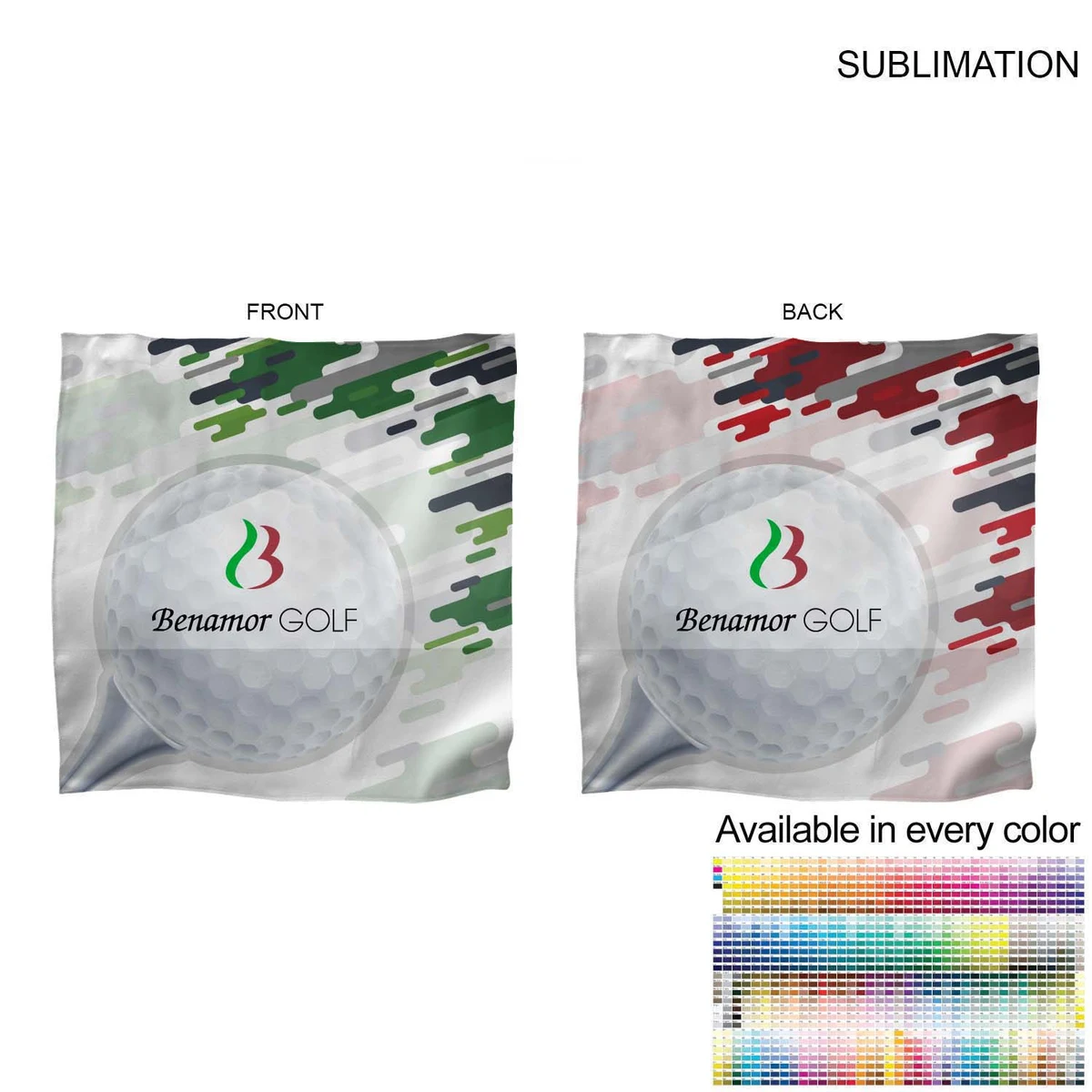 Microfiber Dri-Lite Suede Shammy Cooling 2-Tone Towel, 15x15, Sublimated Edge to Edge 2 sides 1