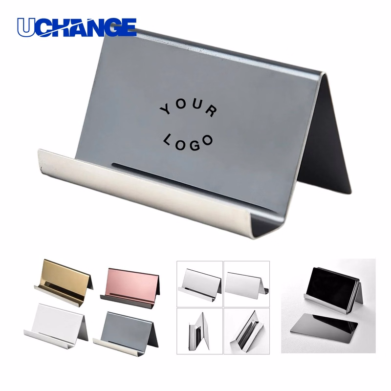Desktop Card Holder Stand Stainless Steel Laser Engraved