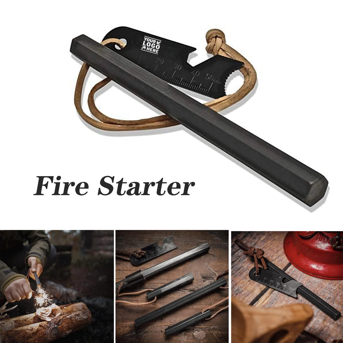 20,000+ Strikes 6 Wide Striking Surfaces Hexagon Ferro Rod Fire Starter 1