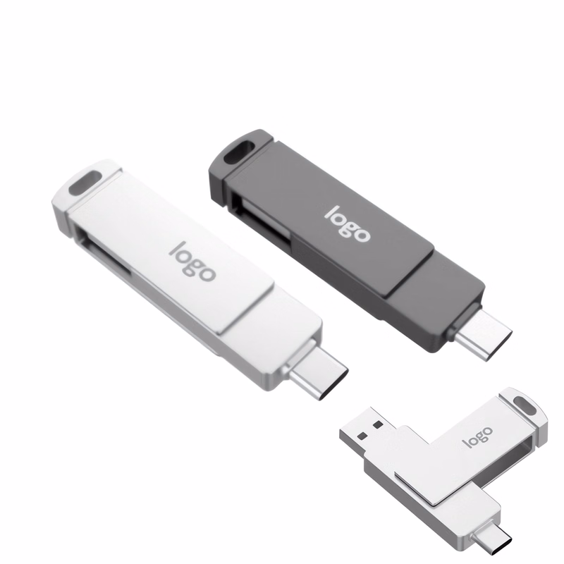 Metal Swivel Style Dual Interface USB Flash Drive (4GB)