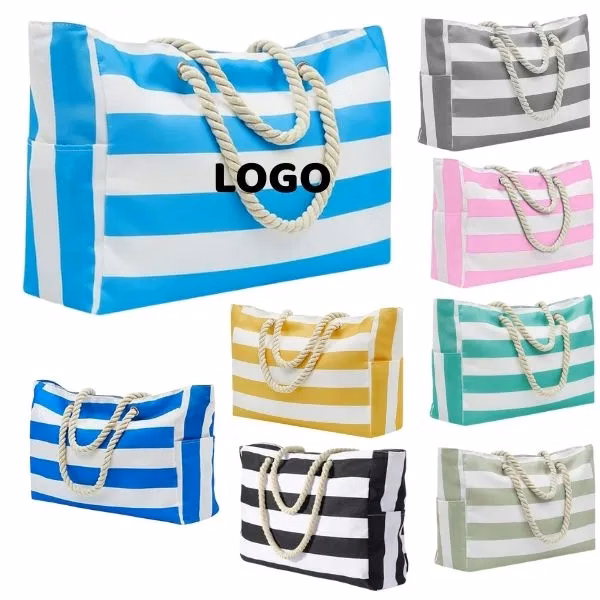 Colorful Large Zipper Beach Totes