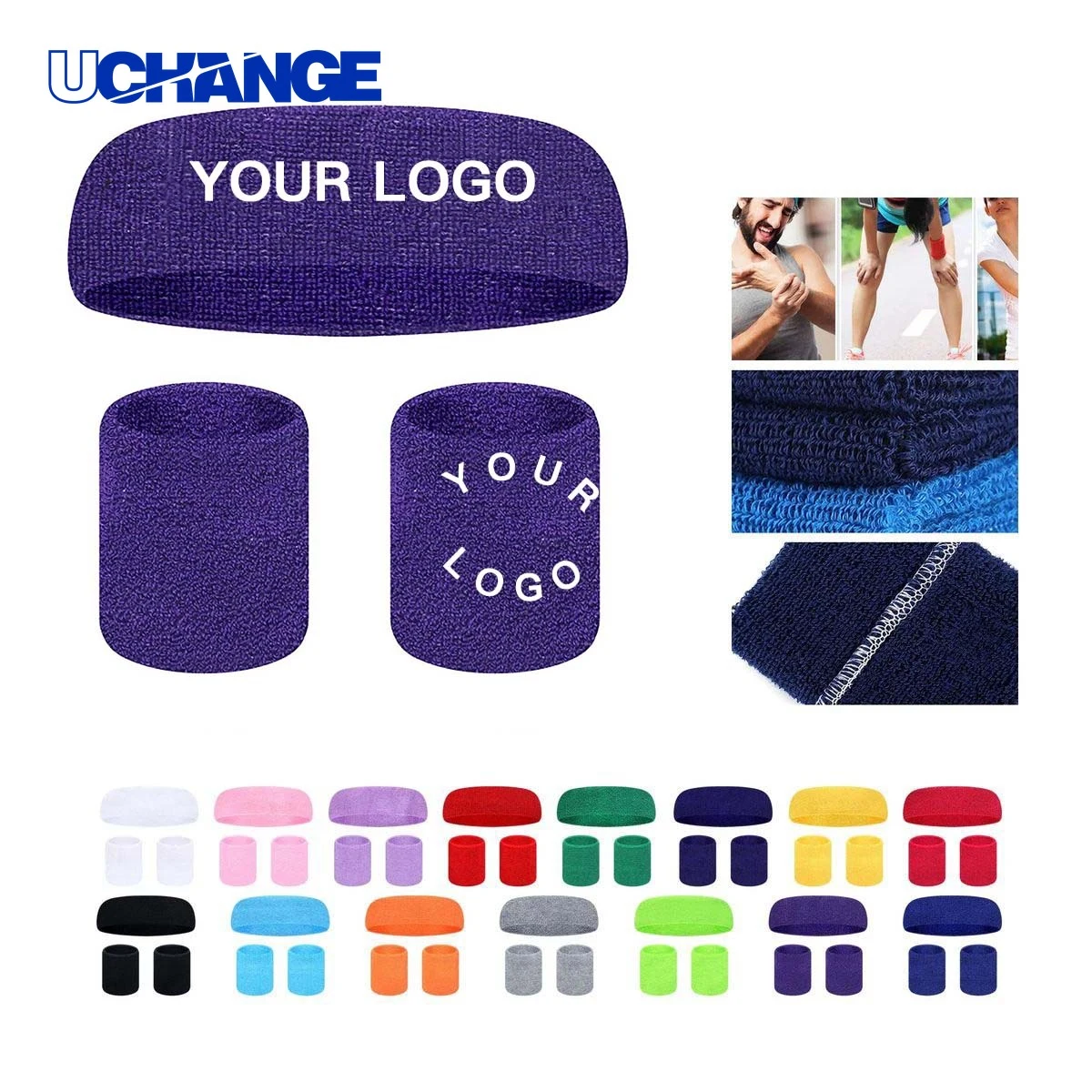 Headband and Wristband Set Breathable for Fitness 1