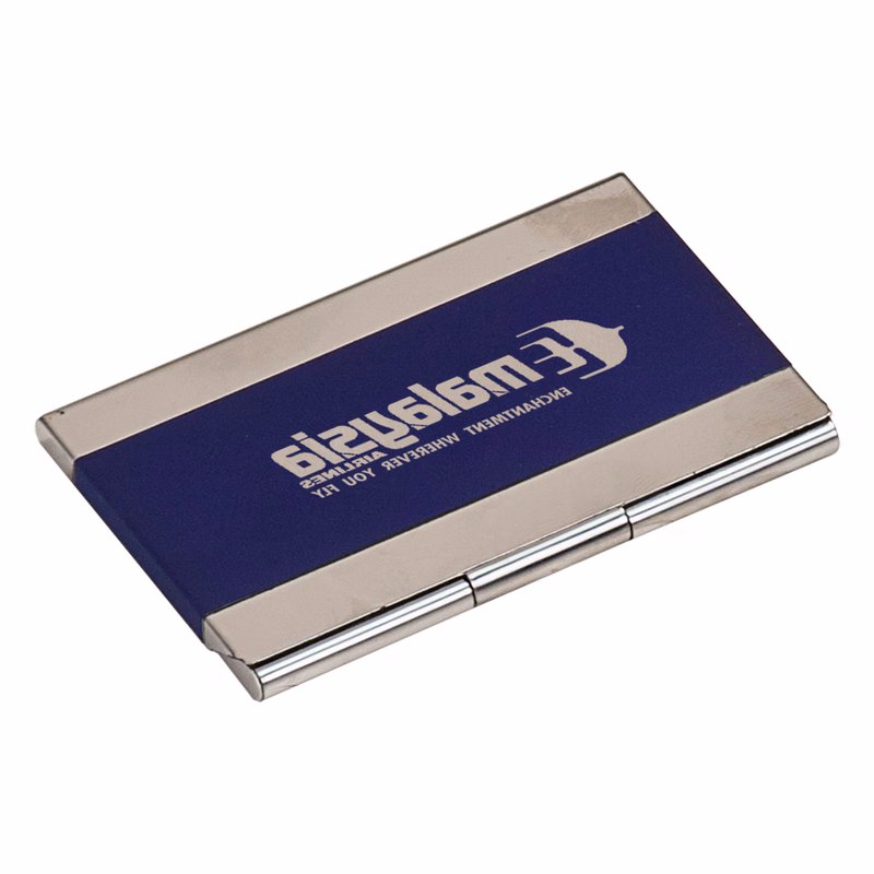 Blue Stainless Steel Business Card Holder