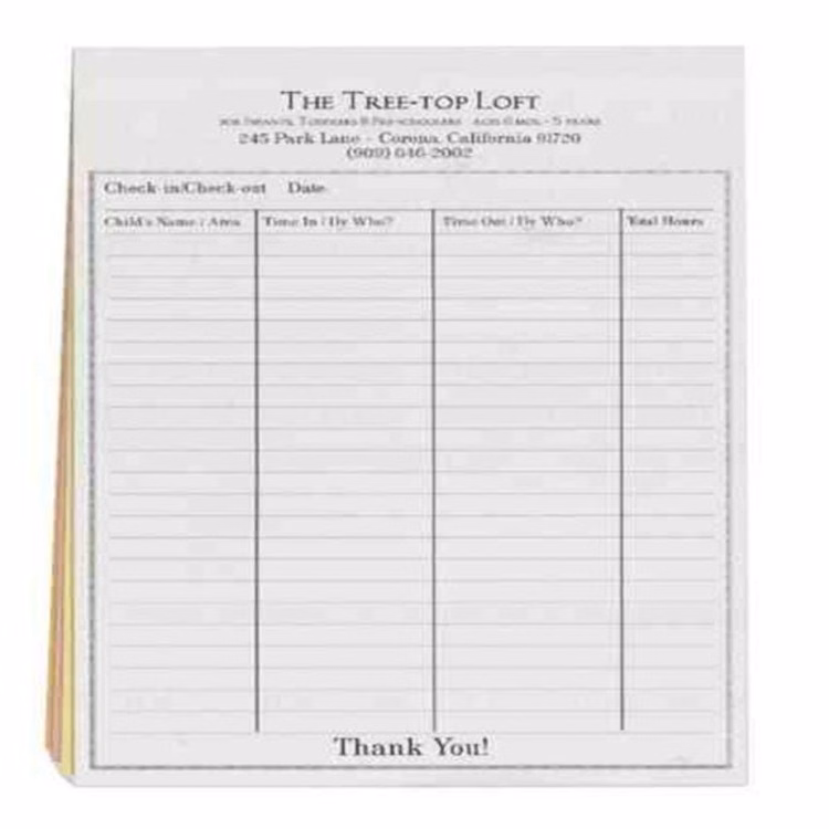 8 1/2" x 11" One side, three sheet, Custom Printed NCR Forms