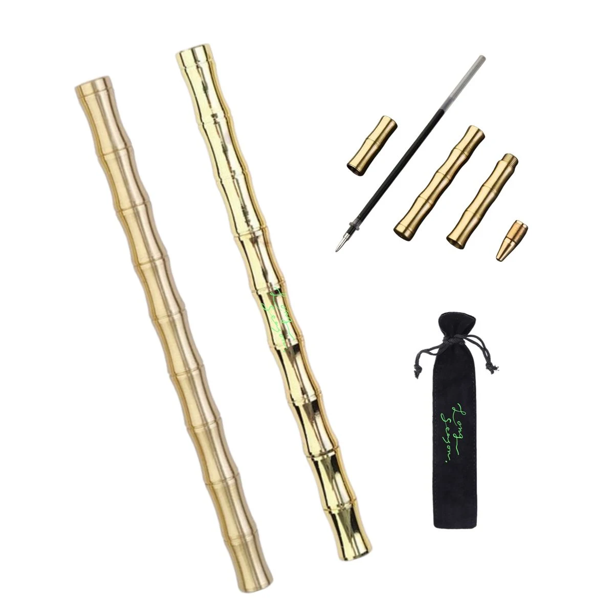 Bamboo-Inspired Brass Gel Pen 1