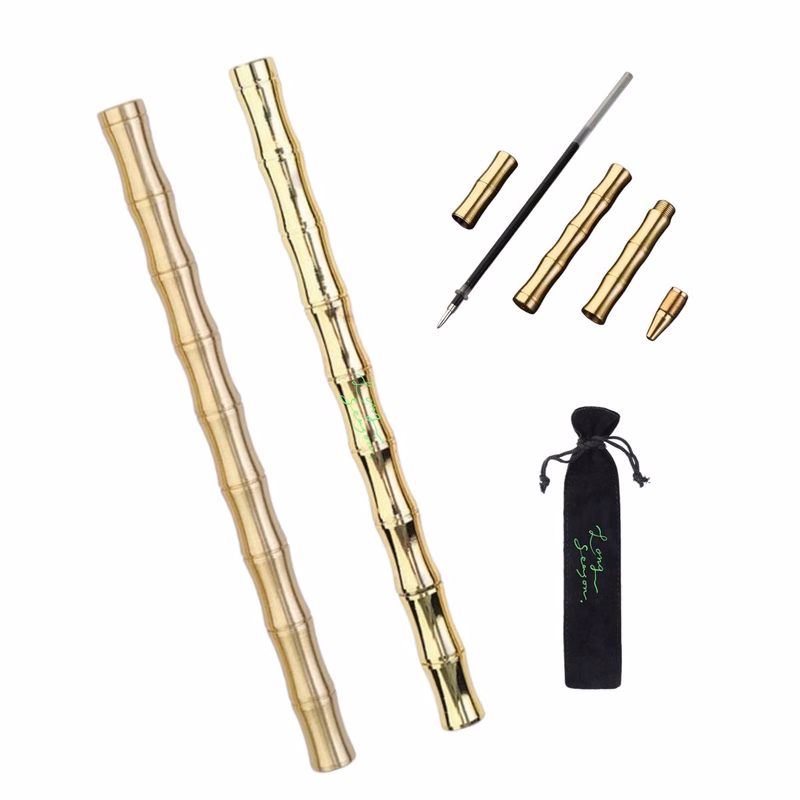 Bamboo-Inspired Brass Gel Pen