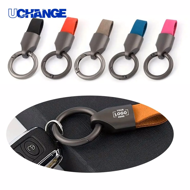 Cowhide Leather Car Keychain Premium Automotive Accessory