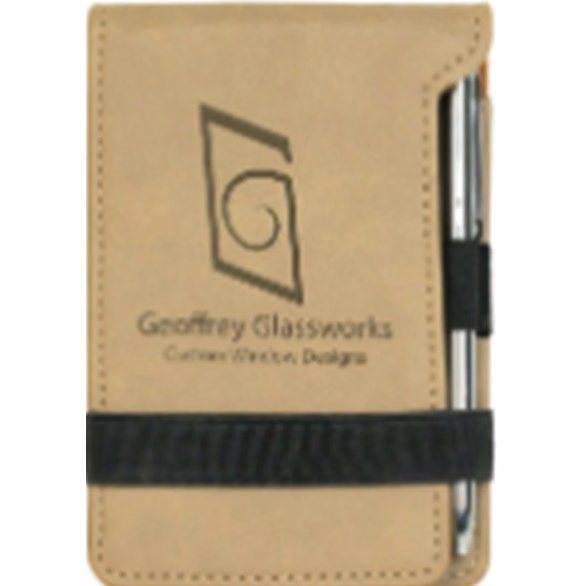 3 1/4" x 4 3/4" Light Brown Leatherette Notepad with Pen