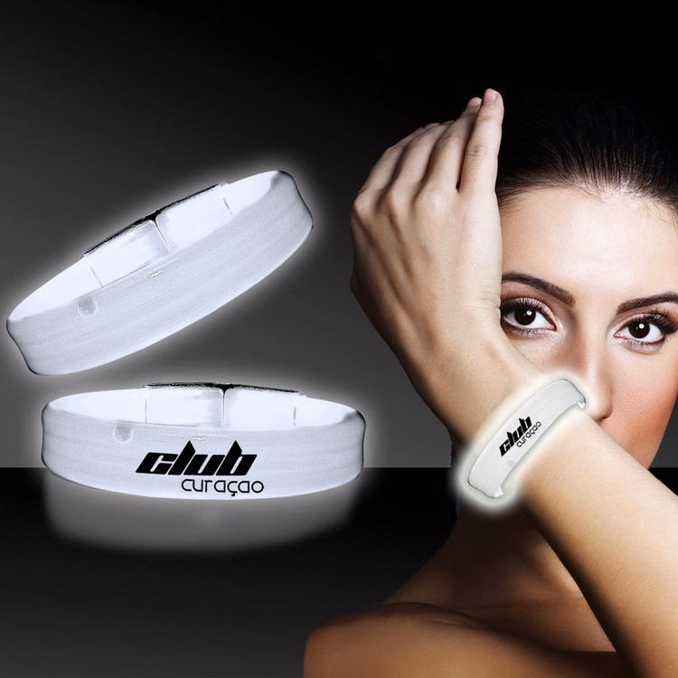White 9" Triple Wide Light Up Glow Bracelets