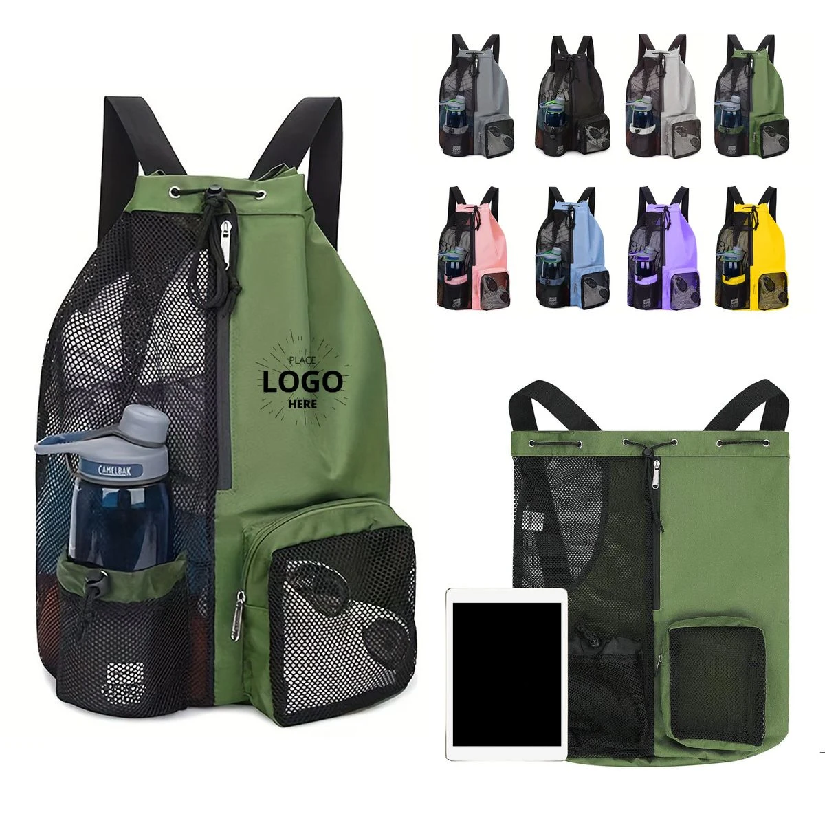 Waterproof Mesh Swim Drawstring Backpack with Wet Pocket 1