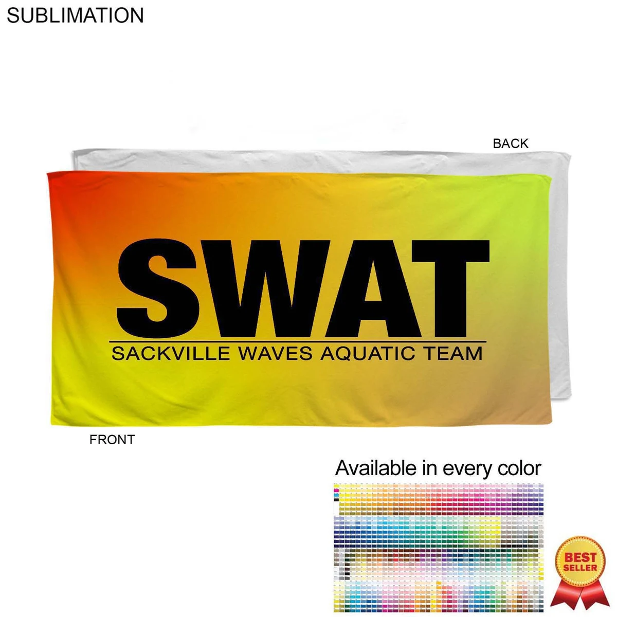 Swim Towel in Microfiber Dri-Lite Terry, 30x60, Sublimated Edge to Edge 1 side 1