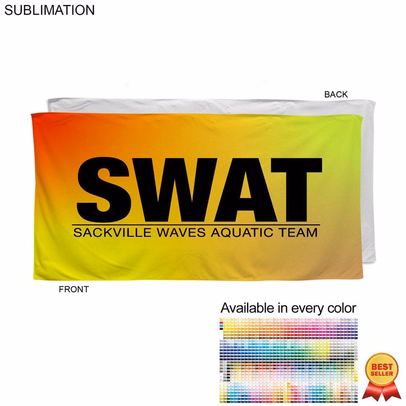 Swim Towel in Microfiber Dri-Lite Terry, 30x60, Sublimated Edge to Edge 1 side