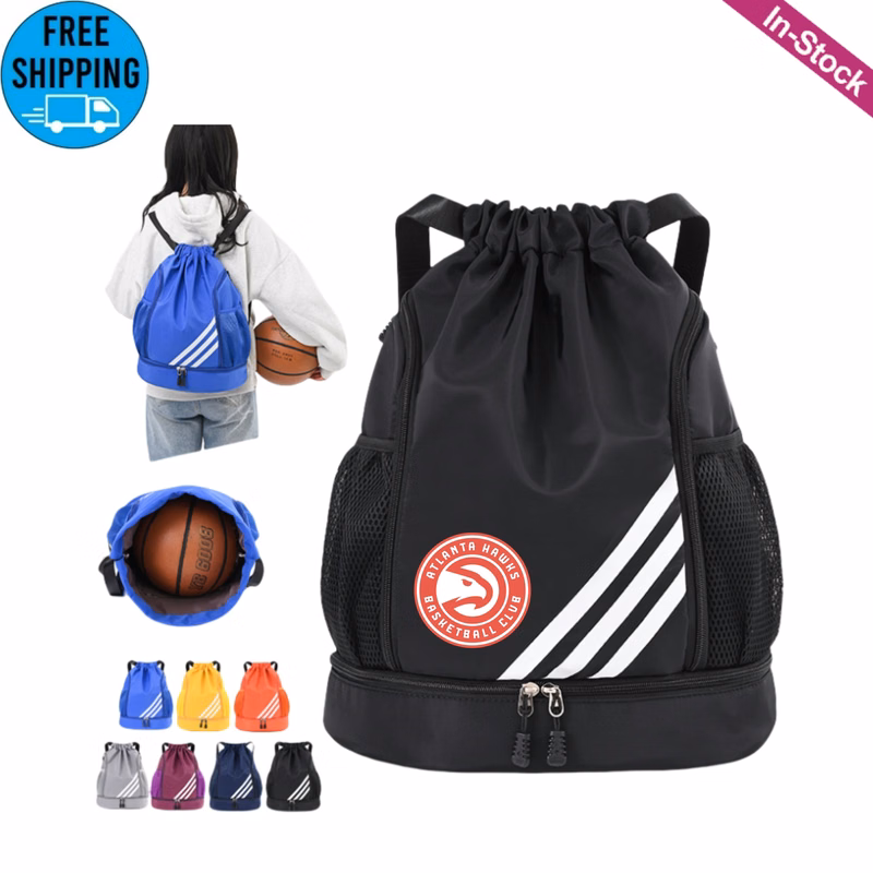 Sports Drawstring Backpack with Shoes Compartment