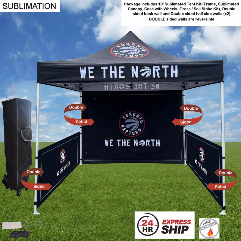 24Hr Express Ship - 10' Sublimated Tent kit, DOUBLE sided backwall and 2 DOUBLE sided half sidewalls
