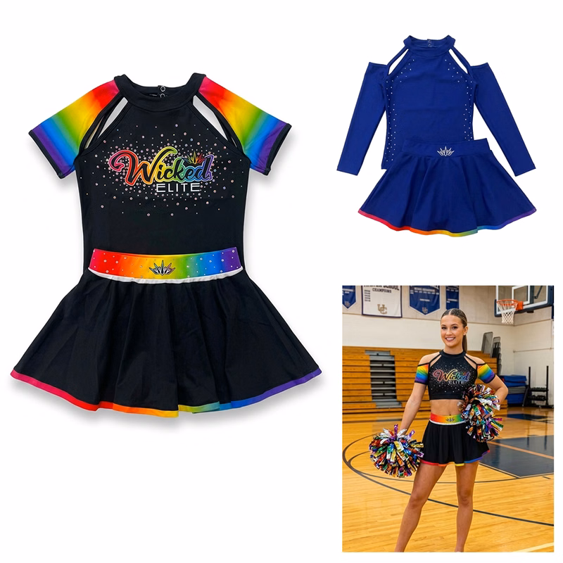 Dye-Sublimation Cheerleader Uniform Top and Skirt
