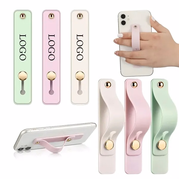 Custom Metal Phone Grip Strap with Push-Pull Bracket — One-Hand Smartphone Holder