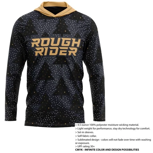 Full Sublimation Long Sleeve Hooded Performance T-Shirt - UPF DriFit - Men's, Women's, Kids' 1