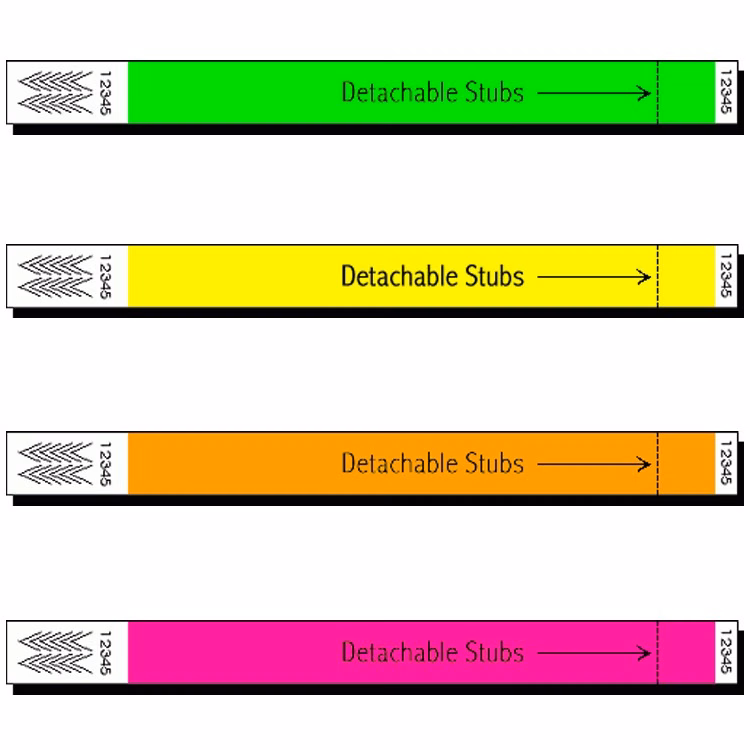 Stub 3/4" Tyvek Wristband - Neon - Black Light Sensitive