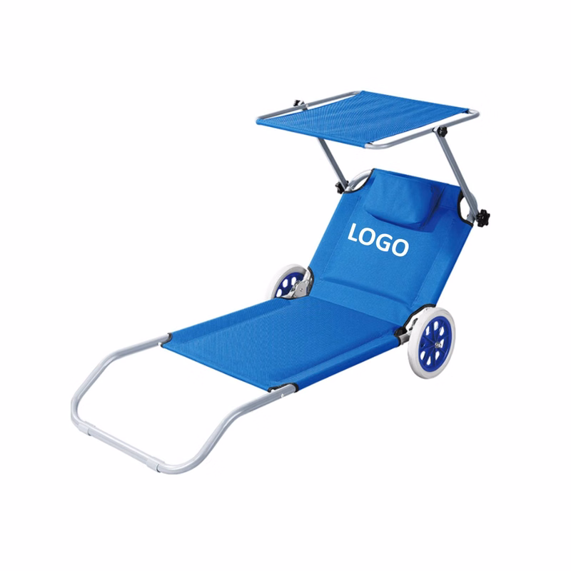 Foldable Lounger With Canopy And Wheels