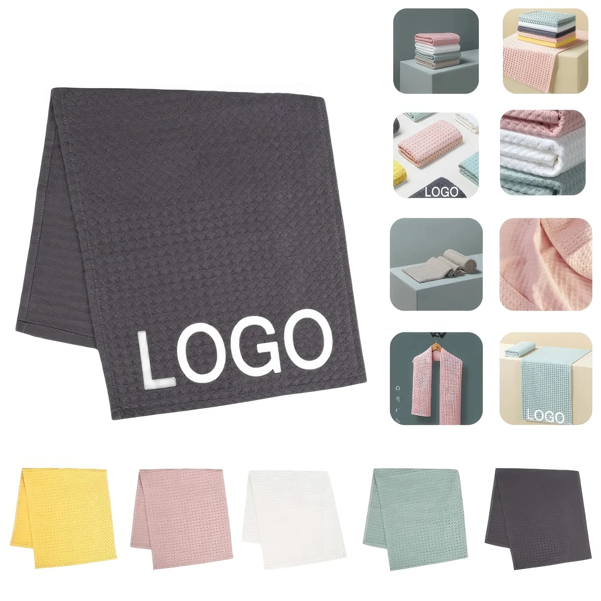 Gift 100% Cotton Waffle Weave Soft Hand & Face Towel 1
