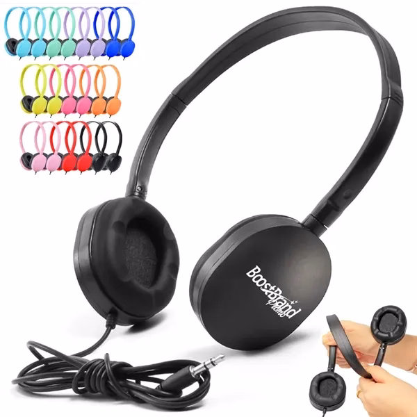 Custom Vibrant On-Ear Padded Headphones with 3.5mm Jack — Student & Office Giveaway