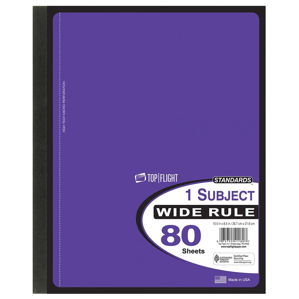 1 Subject Hinged Notebooks - Wide Ruled 80 Sheets 5 Colors 1