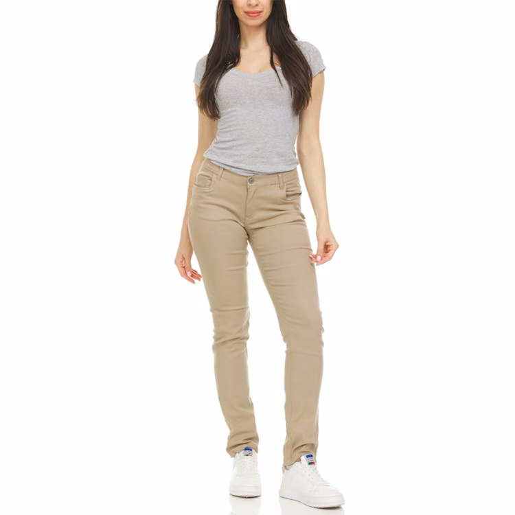 Girls' Super Stretch Pants - Khaki Skinny Leg Size 20