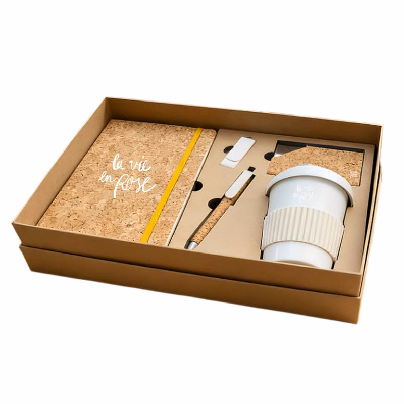 Cork Notebook, Pen, Cup & USB Gift Set
