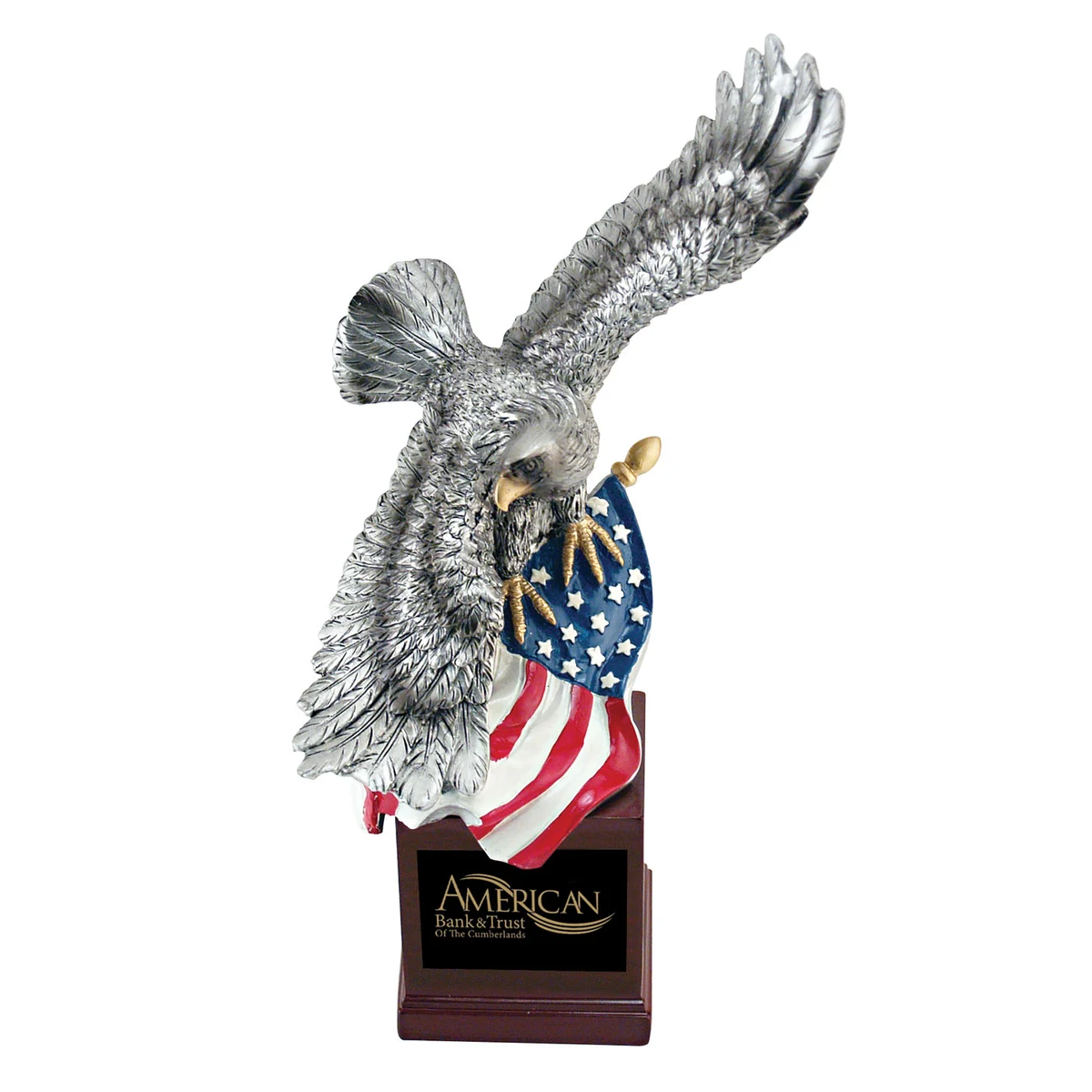 Soaring Eagle w/US Flag On Resin Base 1