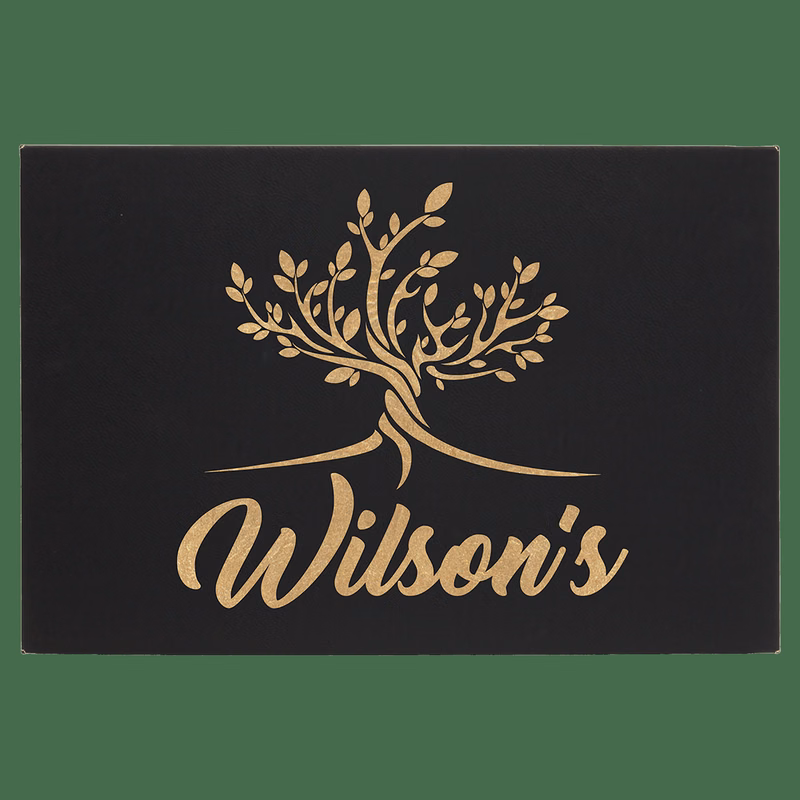 12" x 18" Black/Gold Leatherette Wall Decor with Sawtooth Hanger