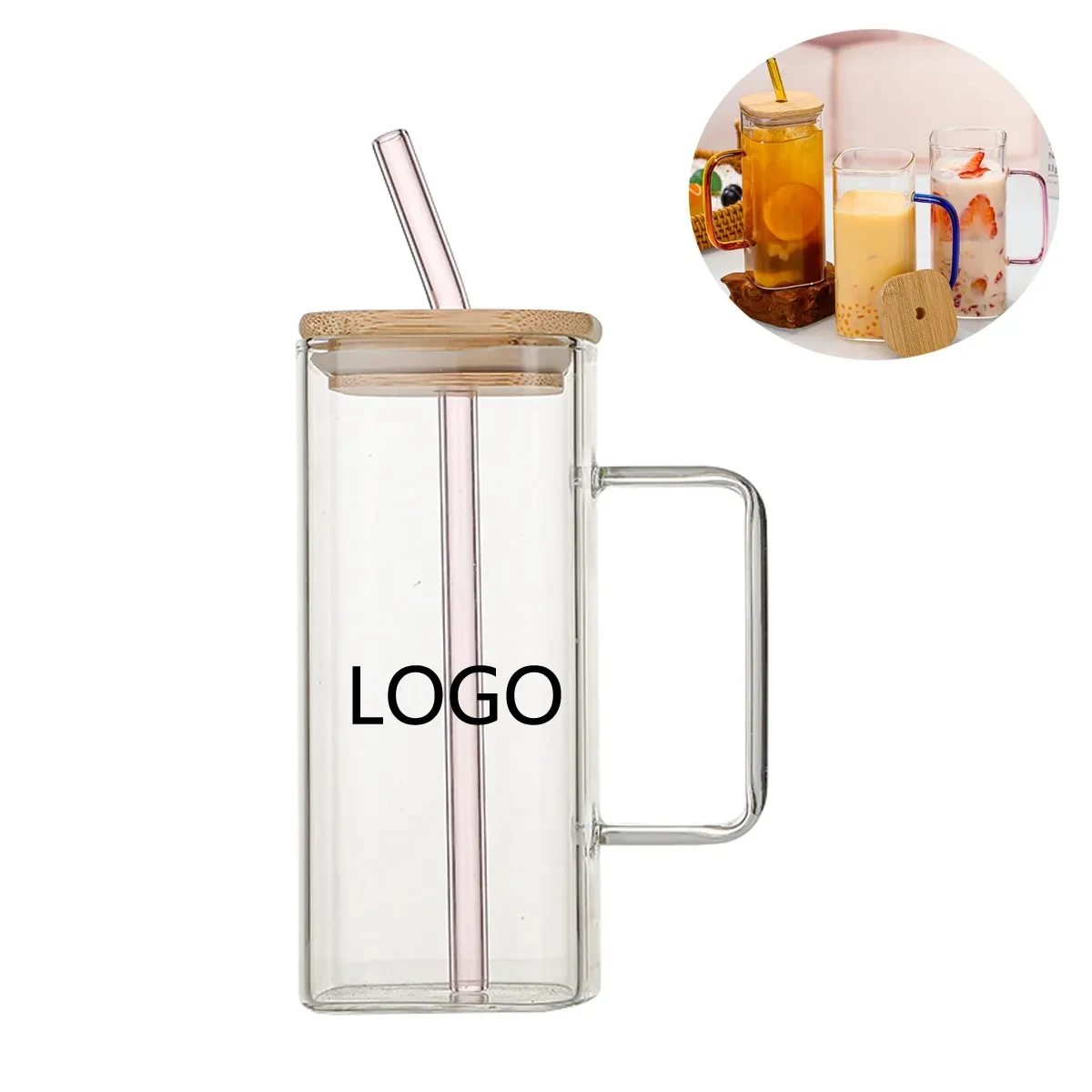 13oz Glass Tumbler Cups With Handle 1